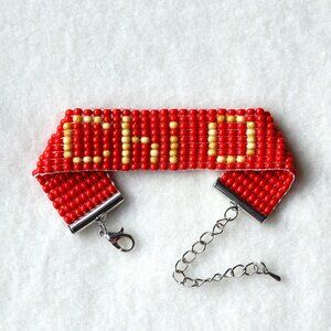 Chi Omega XO Chi-O bead bracelet, handmade, adjustable length